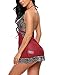 Avidlove Women V-Neck Lingerie Lace Babydoll Mesh Chemise Nightwear Outfits Dark Red XXL