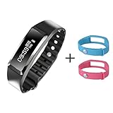Beeasy Fitness Tracker Waterproof with Heart Rate Monitor Smart Bracelet Pedometer Exercise Walking Step Counter Wristband for iOS and Android Phone with Blue \ Pink \ Black Band