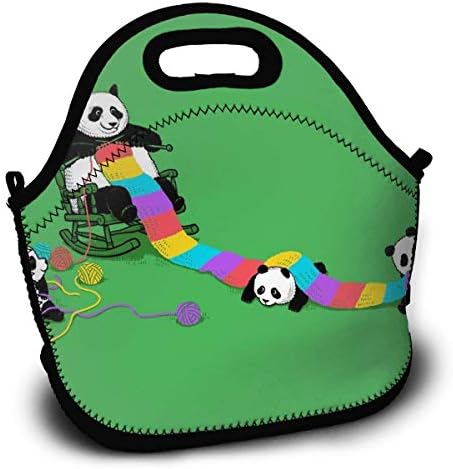 Panda Weaving Portable Lunch Tote Bags, Takeaway Lunch Box, Outdoor Travel Fashionable Handbag for Men Women Kids Girls