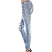 Amybria Women's Skinny Jeggings Stretchy Slim Denim Look Leggings Trousers, Blue, One Size