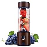 Portable Glass Smoothie Blender, Kacsoo SPOW S630 USB Rechargeable Personal Blender Juicer Cup, Single Serve Travel Blender for Shakes and Smoothies, with 5200 mAh Rechargeable Battery (Coffee)