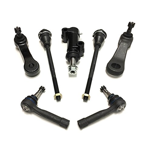 PartsW 7 Piece Steering Kit for Cadillac Chevrolet GMC, Inner & Outer Tie Rods, Idler & Pitman Arm With 4 Grooves and Idler Arm Bracket