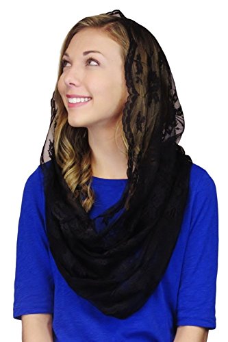 Infinity Scarf Mantilla - Catholic Chapel Veil (Black)