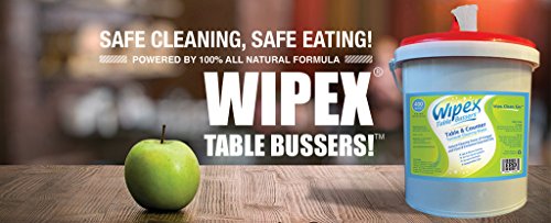 Wipex Table Bussers - Natural Table & Counter Turnover Cleaning Wipes with Vinegar, Propolis, Clove and Cinnamon Oil, 400 Count