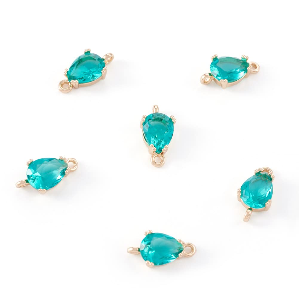 Craftdady 50pcs Waterdrop Faceted Glass Charm Pendants Transparent Teardrop Crystal Dangle Beads for Wedding Necklace Earrings Jewelry Making, LightSeaGreen โ image 1