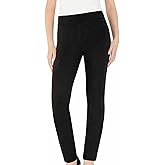 Dalia Ladies' Comfort fit Sits at Waist Slim Leg Stretch Pull On Pant (Black, Small)