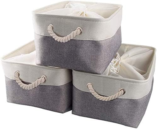 Small estantes Juego de 3 cestas de almacenamiento de tela plegables