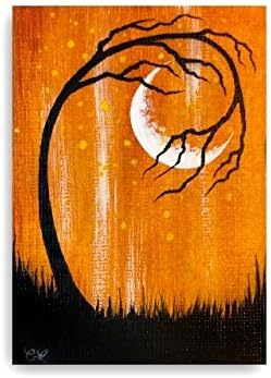 "That Summer Night" Original Acrylic ACEO Miniature Art Painting by Carly Landry Artist Trading Card
