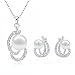 Morenitor Jewelry Set Gold Plated Faux Pearl Pendant Necklace Dangle Earring Stud Set Valentine's Day Jewelry Gifts for Women