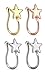Set of 4 17GA Star Clip On Fake Non No Piercing Nose Rings