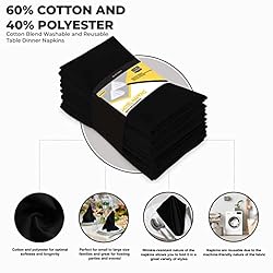 Utopia Kitchen Black Cloth Napkins [12 Pack, 20x20