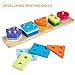 Wooden Educational Toys Best Christmas Gifts for 1 2 3 Year Old and Up Boys Girls Toddler Toys Shape Color Recognition Geometric Board Blocks Sorting & Stacking Preschool Toys Non-Toxic (16IN)