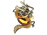 Alilang Adjustable Golden Tone Topaz Colored Rhinestone Vintage Mystic Dragon Tail Ring