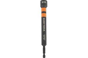 Klein Tools 916PNDHC 9/16-Inch Magnetic Color-Coded Power Nut Driver, SAE, Impact-Rated Hollow Nut Driver with 5-Inch Extende