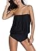 Jug&Po Womens Solid Strapless Tankini Bandeau Triangle Briefs Swimsuits