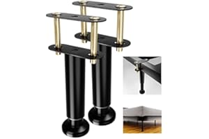 RUIRU BRO Adjustable Bed Frame Support Legs,Metal Bed Center Slat Heavy Support Leg,UPGRADE Under Bed Support, Bed Slat Reinforcement Kit,Bed Support Legs for Bed Frame Replacement,More Stable, More Quiet(2pcs)