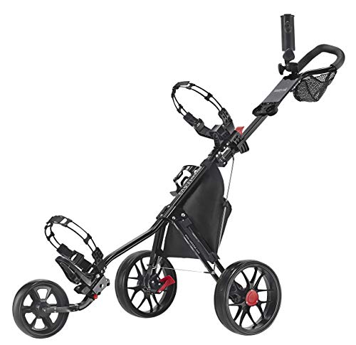 CaddyTek Deluxe 3 Wheel Golf Push Cart Version 3, CaddyLite 11.5 V3-Black (Renewed)