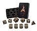Forged Dice Co. Metal Polyhedral Dice (Set of 10 Polyhedral (Extra D6s) w/Tin, Thieves Gold Set of 10 Polyhedral (Extra D6s) w/Tin)