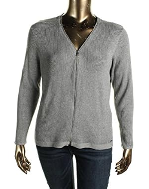 Calvin Klein Women's Metallic Zipper Cardigan