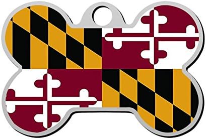 Pet ID Dog Tag Maryland State Flag Personalized Custom Pet Tag with Pets Name &amp; Contact Number - Double-sided Full-page Print