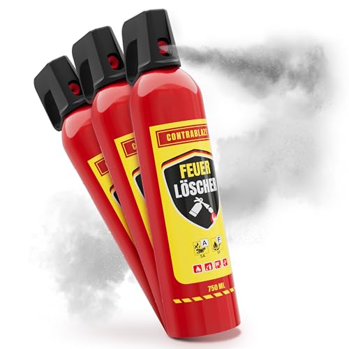 Feuerlöscher Haushalt 3er Set - 750ml - für mehr Sicherheit im Alltag - Idealer Fettbrandlöscher für die Küche - Perfekt geeignet als Mini Feuerlösche