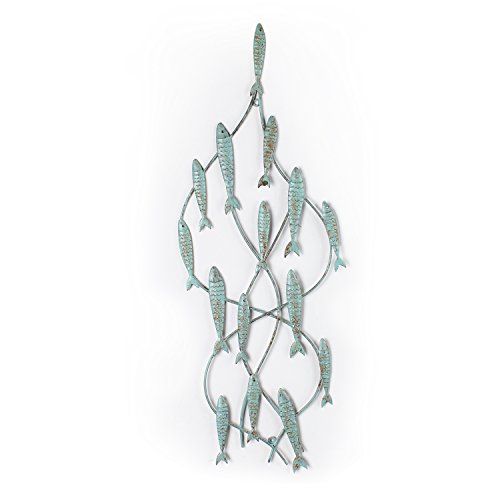 Adeco Distressed Metal School of Fish Hanging Widget Nautical Marine