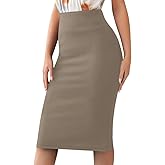 Sweet Hearts Women’s Basic Stretch Pencil Skirt- Regular & Plus Size- Below Knee Office Midi Bodycon Nylon Skirt Made in USA