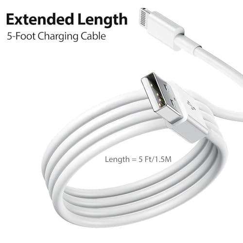 i Phone Charger [MFi Certified] Travel Home Wall Charger and a Charging Cable Compatible with i Phone 14, 13, 12, 11, i Phone SE, X, 8, 7, 6, 5, i pad Mini, pod Touch, and i pods (5 Feet)