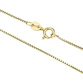 Lovhone 14K Real Yellow Gold Box Chain Necklace for Men & Women, Gold Jewelry (0.6mm, 1mm - Available in 16 to 30 Inch Lengths)