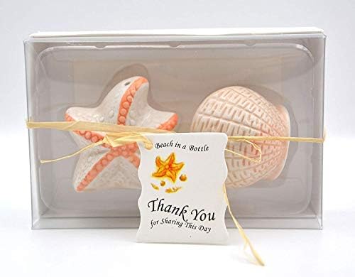 Ceramic Salt and Pepper Shakers Set Small, Wedding Gift, House Warming Gift, Holiday Gift, Collection Toy (starfish and shell)