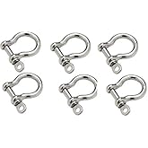 Six Marine Grade Stainless Steel Bow Shackles 1/8"