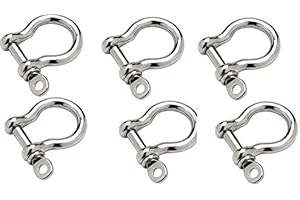 MARINE PART DEPOT Six Marine Grade Stainless Steel Bow Shackles 1/8"