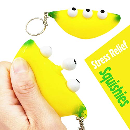 Naiflowers Mochi Squishy Toys, Moj Moj Squeeze Toys, Birthday Gifts for Boys Girls, Banana Keychain Scented Super Slow Rising Toys, No- Toxic Kawaii Anxiety Reduction Toys (Yellow) - Thumbnail 4