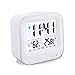 COBOOT Digital Alarm Clock Rechargeable, Samshow Small Desk Clock with Temperature, Humidity, Week 12/24h Display, Snooze, Travel Clocks for Teens, Kids (White)