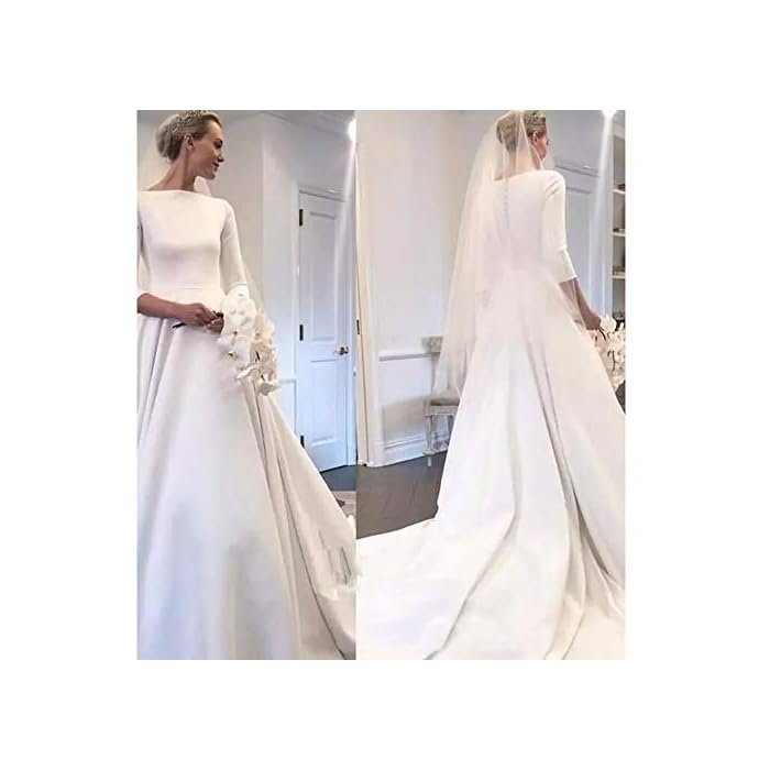 a line boat neck wedding dress