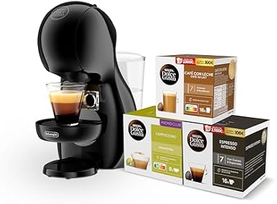 De'Longhi Nescafé Dolce Gusto Piccolo XS - Cafeteira de cápsula, pressão de 15 bares, design compacto, bebidas quentes e frias, desligamento automático, com 3 pacotes de cápsulas, grafite preto (EDG210. A)