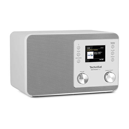 TechniSat DIGITRADIO 307 - DAB Radio (DAB+, UKW, Aux-Eingang, Kopfhöreranschluss, Favoritenspeicher, Wecker, Sleeptimer, Uhr- und Datumsanzeige, 5W RMS Monolautsprecher) weiß