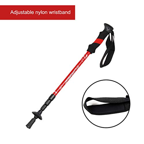 Samoii Mountain Outfitters Trekking Poles, Collapsible Lightweight Trekking Poles Sticks Alpenstock 55-125cm Red Blue for Walking Hiking (Red)