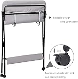 MeJa Baby Changing Table Portable Folding Diaper Station with Wheels view 7