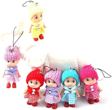 Ironhorse 8CM Kids Soft Interactive Baby Girls Dolls Toys Mini Doll Keychain For Smartphone Bag Straps Random Color 5PCS/Pack