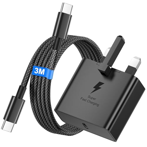 45W Super Fast USB C Charger for Galaxy S26 Ultra/S26+/S26/S25/S25+/S25 Ultra/S24/S24 Ultra/S23/S22/A55/A54/A15/A14, USB C Super Fast Charger with 3M USB Type C Charging Cable and Plug Charge