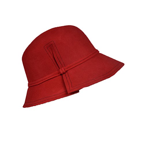 Ladies Vintage Wool Felt Derby Bowler Hat - Red - Thumbnail 4