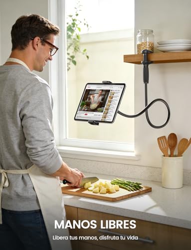 Lamicall Soporte para Tablet Gooseneck - [Brazo Flexible Cónico Exclusivo] Base para Tablet iPad con Cuello de Cisne para Cama Escritorio, Compatible con 4.7–13": iPad, Kindle, Switch, Galaxy, Celular