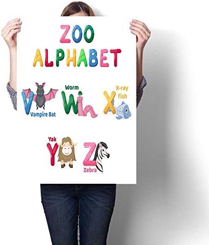 longbuyer Hanging Painting Zoo Alphabet Animal Letters Cartoon Cute Characters Isolated Different Educational Vector English abs Kid Letter Illustration Canvas Art Posters Prints Wall Art