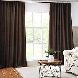 Brown Blackout Pleated Look Curtains 102 Inches
