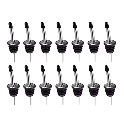 [PREMIUM EDITION] Liquor Bottle Pourers Set of 14 By AwenSun, Spout Stopper,Olive Oil Liquor, Speed Pourers, Bottle Drink Spirits Bar, with Rubber Dust Caps - Thumbnail 5