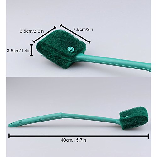 Petacc Double-sided Fish Tank Cleaner Sponge Cleaning Brush Portable Scraper Practical Scrubber with Non-slip Handle, Suitable for Cleaning Fish Tank (Blue)