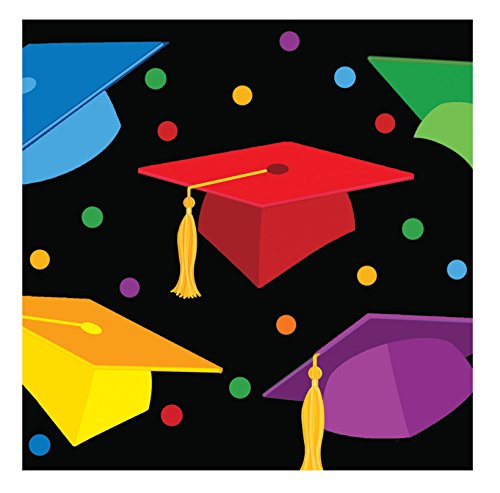 Creative Converting 18 Count Paper Beverage Napkins Graduation Fest Blackmulticolor