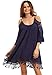 Milumia Women's Summer Cold Shoulder Crochet Loose Beach Dress Navy Large