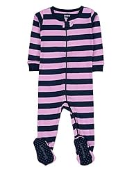 Leveret Kids Footed Cotton Pajama Striped Purple